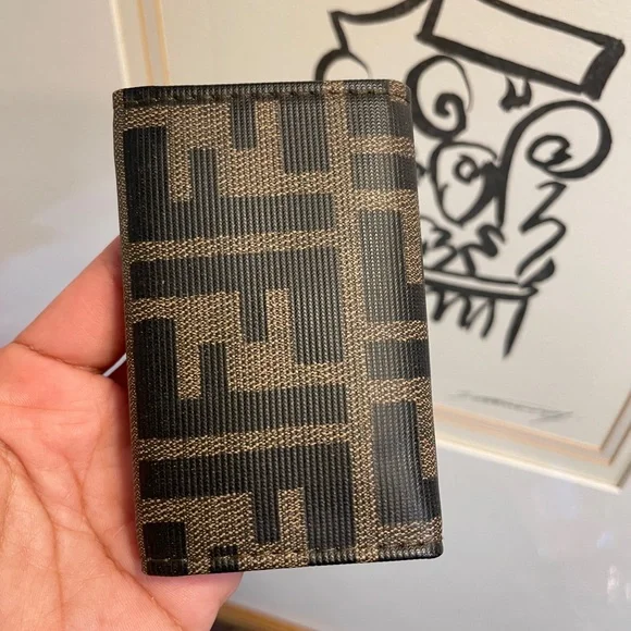 Vintage Fendi Brown Leather Zucca Six Hooks Key - Picture 2 of 10